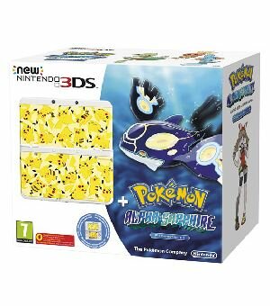 Con new 3ds negro + pokemon zafiro (preinstalado) + cubierta pokemon zafiro - 045496503598