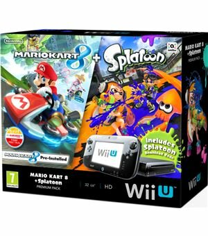 Con wiiu premium + mario kart 8 preinstalado + splatoon codigo de descarga - 045496312169